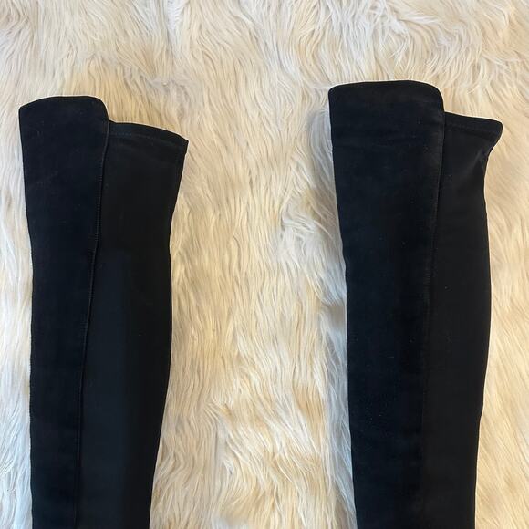 Stuart Weitzman 5050 Reserve Over the Knee High Boots Suede Block Heeled Black - Picture 9 of 16